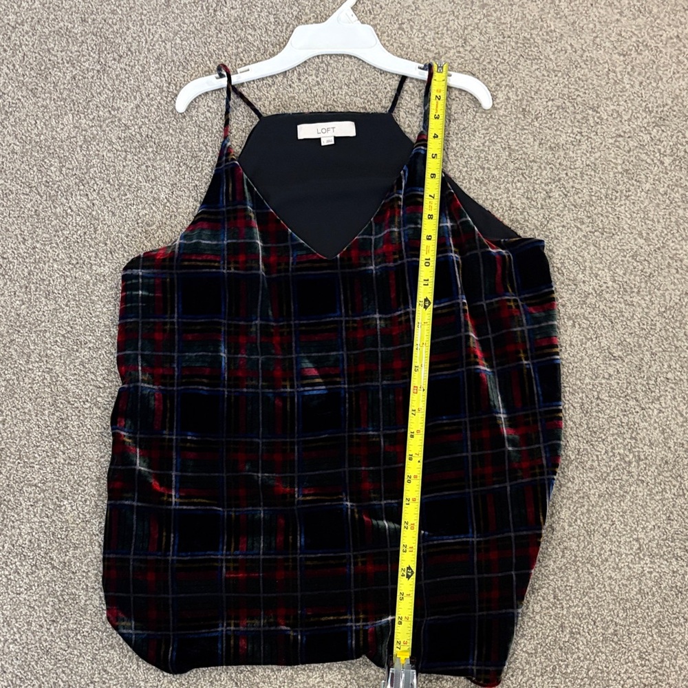 LOFT Women's Plaid Cami Top - Black and Red